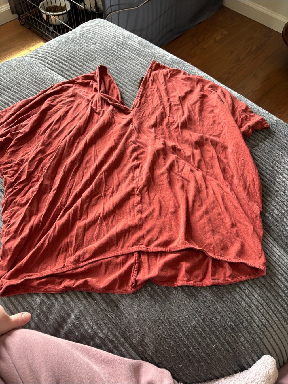 Massimo Dutti Brick Red V-Neck Top